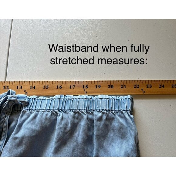 Izod Lyocell Chambray Denim Sleeveless V-Neck Dress Tie Waist Womens Large - Picture 3 of 9